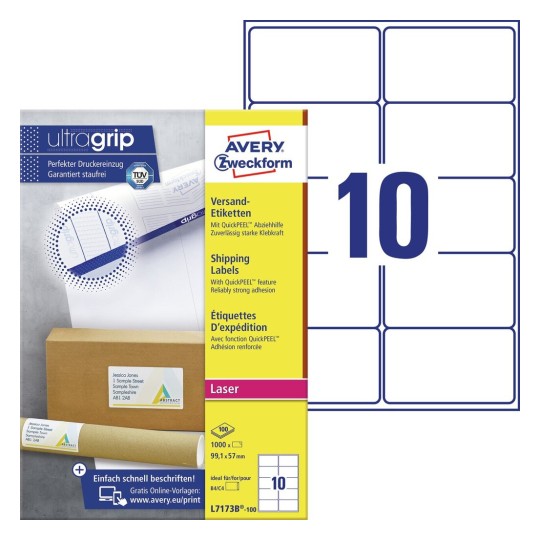 Etikety na balíky L7173B-100 Bližší specifikace: Počet etiket: 1.000 / Počet archů: 100