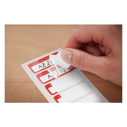 6902 4004182069028 Etikett Inventar Inventar-Etikett mit Laminat rot 2 part