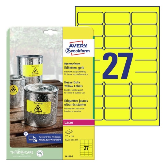 Velmi odolné etikety L6105-8 Bližší specifikace: Počet etiket: 216 / Arch: 8