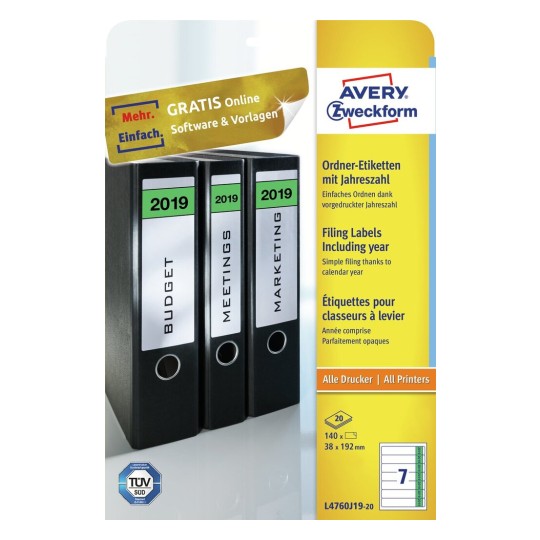 Etikety na pořadače, s letopočtem L4760J19-20