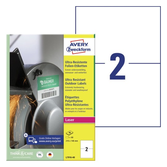 Ultra odolné etikety L7916-40 Bližší specifikace: Počet etiket: 80 / Počet archů: 40