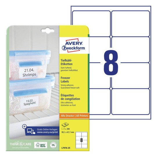 Etikety do mrazicích boxů L7976-25 Bližší specifikace: Počet etiket: 200 / Počet archů: 25