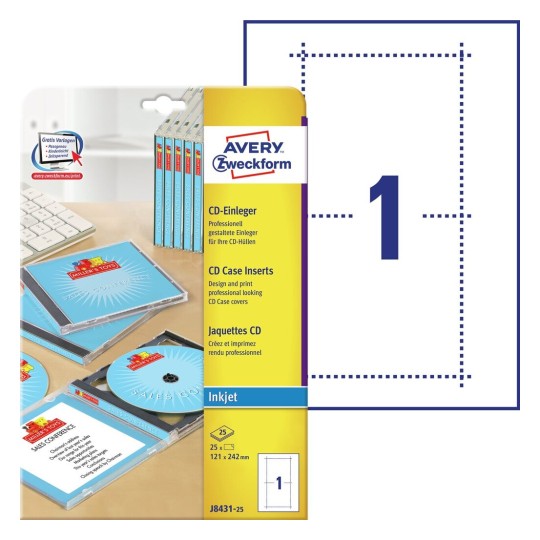 Přebaly na CD J8431-25 Bližší specifikace: Počet kusů: 25 / Počet archů: 25