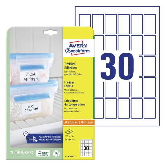 Etikety do mrazicích boxů L7975-25 Bližší specifikace: Počet etiket: 750 / Počet archů: 25