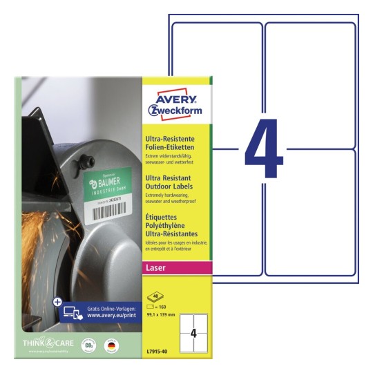 Ultra odolné etikety L7915-40 Bližší specifikace: Počet etiket: 160 / Počet archů: 40