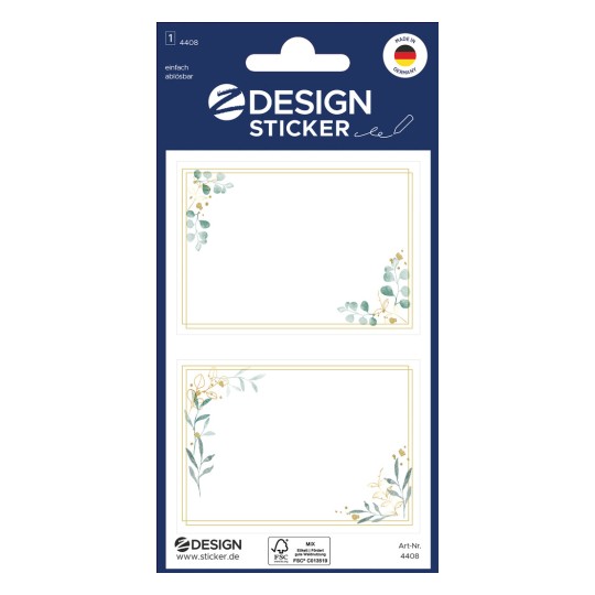 Obrázek balení: Z-Design, Článek: 4408, Samolepky na popisování, 85 x 160 mm, Malé balení, 6 samolepek / 3 listy.