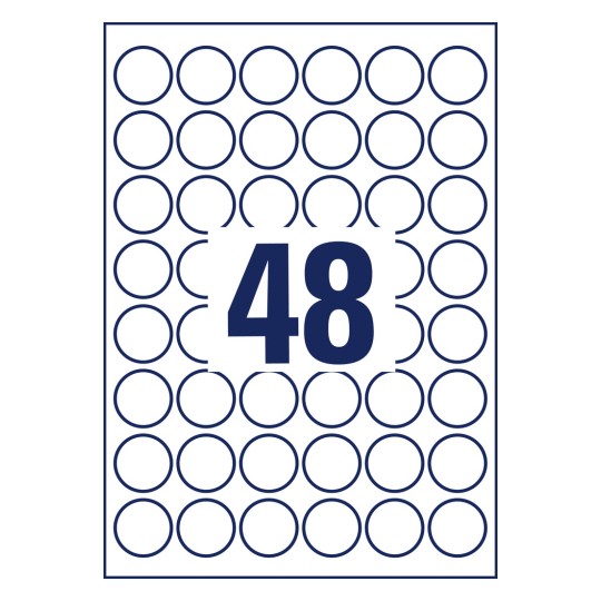 Výkres vysekávání samostatný list A4, Článek: 6223-10, Kulaté štítky, Formát: ⌀ 30 mm, 48 štítků/list.
