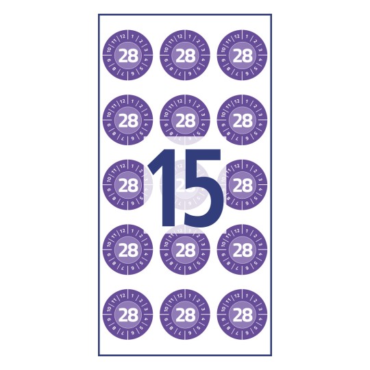 Obraz obsahuje několik kruhových ikon zobrazujících číslo 28, umístěných v mřížkovém formátu, s velkou číslicí 15 uprostřed, pravděpodobně představující téma odpočítávání nebo časovače.