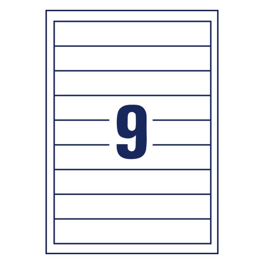 Stanzovaný výkres, samostatný list A4, Článek: C32266-10, štítky na pořadače, Home Office, malá balení, Formát: 30 x 190 mm, 9 kusů/list?