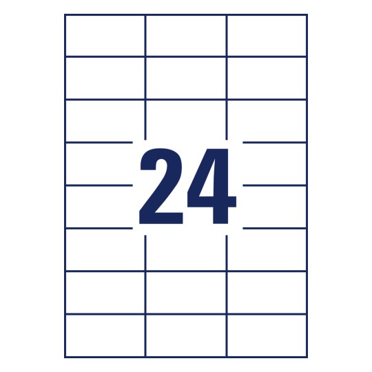Razkreslení jednotlivého listu A4, článek: L4718-20, povětrnostně odolné fóliové etikety, formát: 70 x 37 mm, 24 etiket/list?