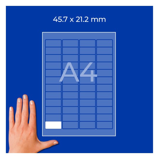 Diagram na listu A4 s mřížkou obdélníkových štítků a rukou vlevo dole?