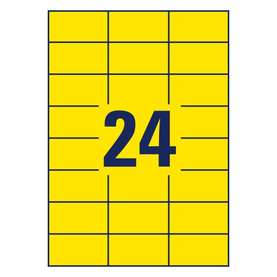 Razkreslení jednotlivého listu A4, článek: L6131-20, povětrnostně odolné fóliové etikety, formát: 70 x 37 mm, 24 etiket/list.