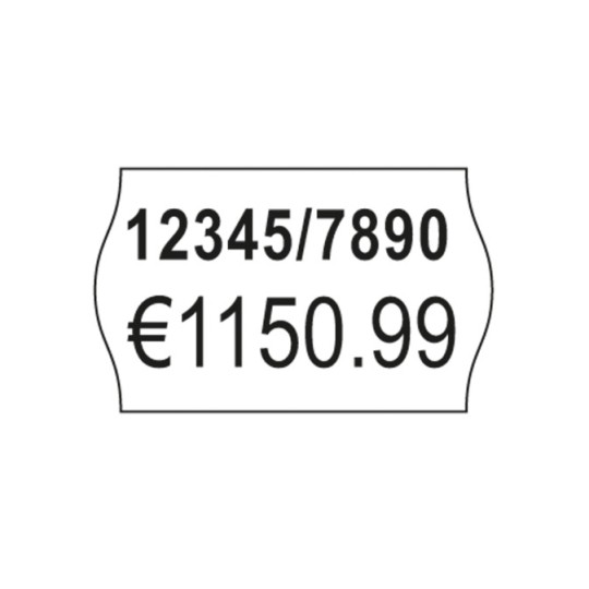 Jednoduchý obrázek štítku, Produkt: PLR1626, Etikety pro cenovky, 2řádkové, Formát: 26 x 16 mm, 1 200 etiket/role.
