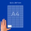 Ruka vedle diagramu na mřížce formátu A4 s označením 52,5 × 29,7 mm na modrém pozadí?