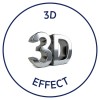Obrázek obsahuje lesklý, trojrozměrný text, který uvnitř kruhového okraje zní '3D EFFECT'.