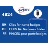 Modrá produktová karta s bílým textem „4824“ a vícejazyčným štítkem „Klipy na jmenovky“ a obrázkem klipu na jmenovku?