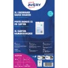 Přední strana balení držáků na kartonové visačky Avery XL se šňůrkou na krk a vzorovou visačkou?