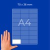 Mřížka na archu A4 se štítkem o rozměrech 70 × 36 mm a rukou vlevo dole?