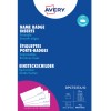 Balení vložek do jmenovek Avery s modrým pozadím a údaji o produktu?