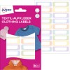 Obrázek balení s listem štítků: Avery textilní štítky, Článek: ETVET36M, Formát: 13 x 45 mm, Obsah: 36 štítků / 2 listy, 18 štítků/list?