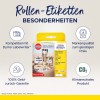 Obrázek ukazuje balení rolí etiket od Avery Zweckform. Zdůrazňuje funkce, jako je kompatibilita s Dymo Labelwriter, pevná kvalita a záruka vrácení peněz. Etikety jsou vhodné pro různé aplikace.