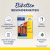 Obrázek zobrazuje balení etiket UltraGrip od společnosti Avery Zweckform. Zdůrazňuje vlastnosti jako je snadné navrhování pomocí návrháře etiket, technologie tisku bez uvíznutí a využití udržitelného papíru. Etikety jsou vhodné pro všechny tiskárny a kladou důraz na přehlednost díky designu se 100% viditelností.