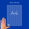 Schéma na papíře A4 s mřížkou malých zaoblených obdélníků a rukou vlevo dole?