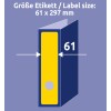 Obrázek zobrazuje diagram velikosti štítku zobrazující rozměry 61 x 297 mm, s označenou částí zvýrazňující šířku.