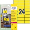 Obrázek balení s listem etiket: Avery Zweckform Povoděodolné fóliové etikety, Článek: L6131-20, Formát: 70 x 37 mm, Vhodnost k tisku: Laser černobílý, Obsah: 480 etiket / 20 listů, 24 etiket/list?