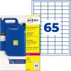 Balení štítků Avery pro těžké zatížení s modrými kanystry a velkým číslem 65 v mřížce?