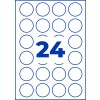 List s 24 modře orámovanými kruhovými štítky a velkým modrým číslem 24 uprostřed?