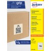 Hnědá kartonová krabice se čtvercovým štítkem s QR kódem a balicím proužkem Avery?