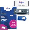 Obrázek balení s archy etiket: Avery Zweckform, produkt: POL30MA02-20DR, magnetické jmenovky, formát: 70 x 30 mm, vhodné pro tisk: barevný laser, černobílý laser, inkjet, obsah: 20 štítků / 90 vložených štítků / 5 aršíků, 18 karet/aršík.