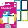 Obrázek balení s listem štítků: Avery knižní štítky, článek: SCHOOL8G, formát: 48 x 70 mm, obsah: 8 štítků / 2 listy, 4 štítky/list?